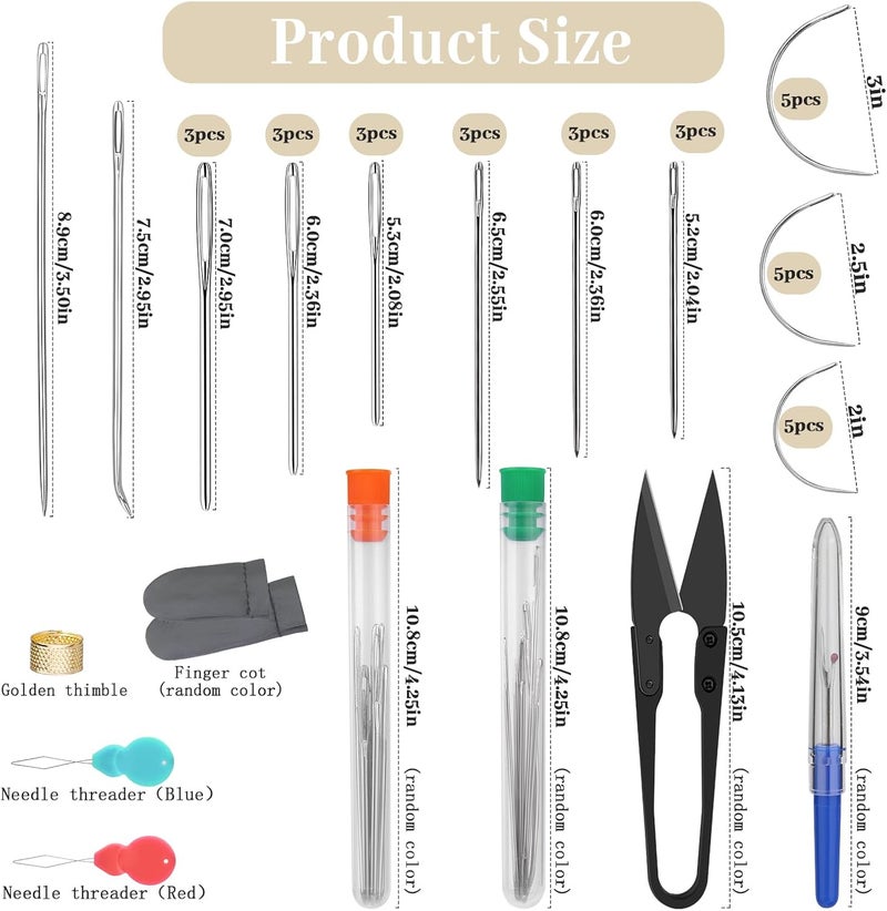 Yizzvb Heavy Duty Sewing Kit, Upholstery Thread Kit with Nylon Thread, Hand Sewing Needles, Sewing Awl, Upholstery Tools and Supplies for Carpets, Canvas, Sofa and Leather, Sewing Kit for Adults - Image 2
